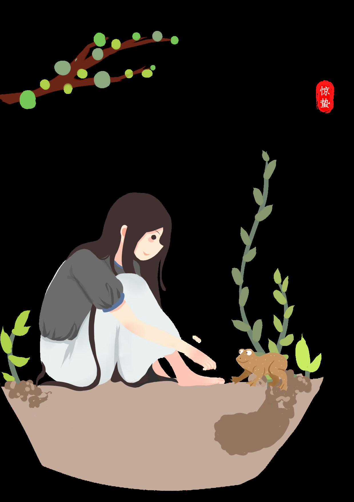 节气惊蛰插画图案装饰元素免抠素材28