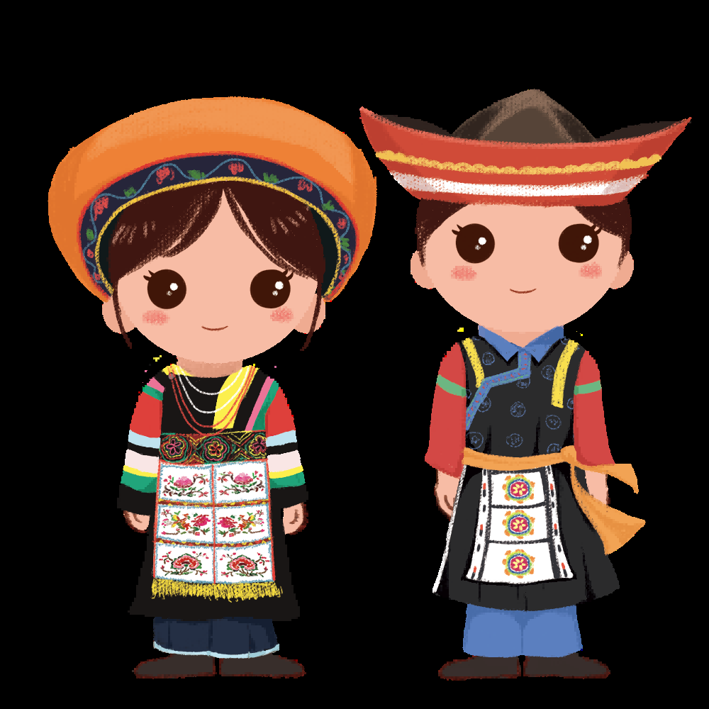 56个少数民族卡通人物服饰免抠元素插画103