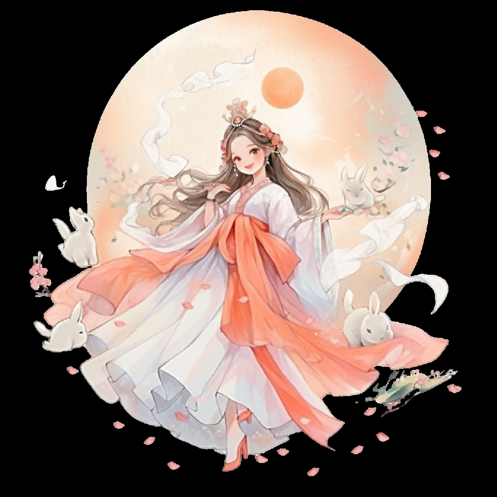卡通嫦娥仙女中秋节免抠素材装饰元素110