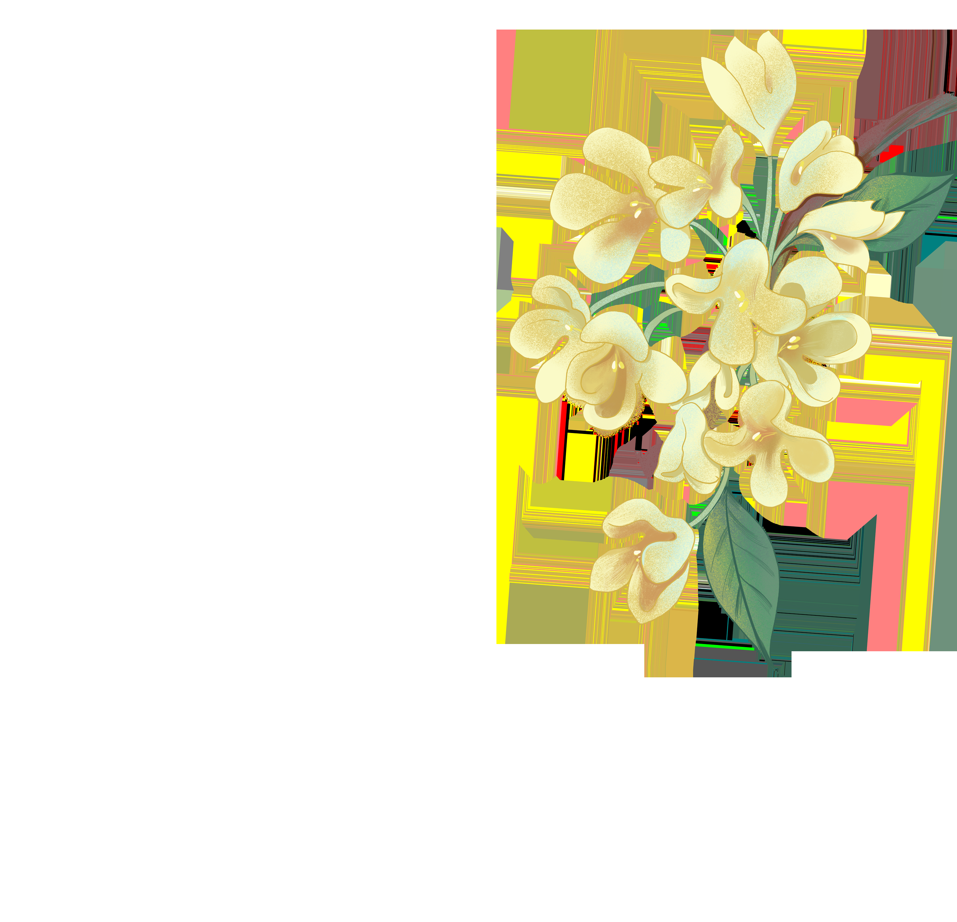 卡通手绘桂花花枝图案素材元素3