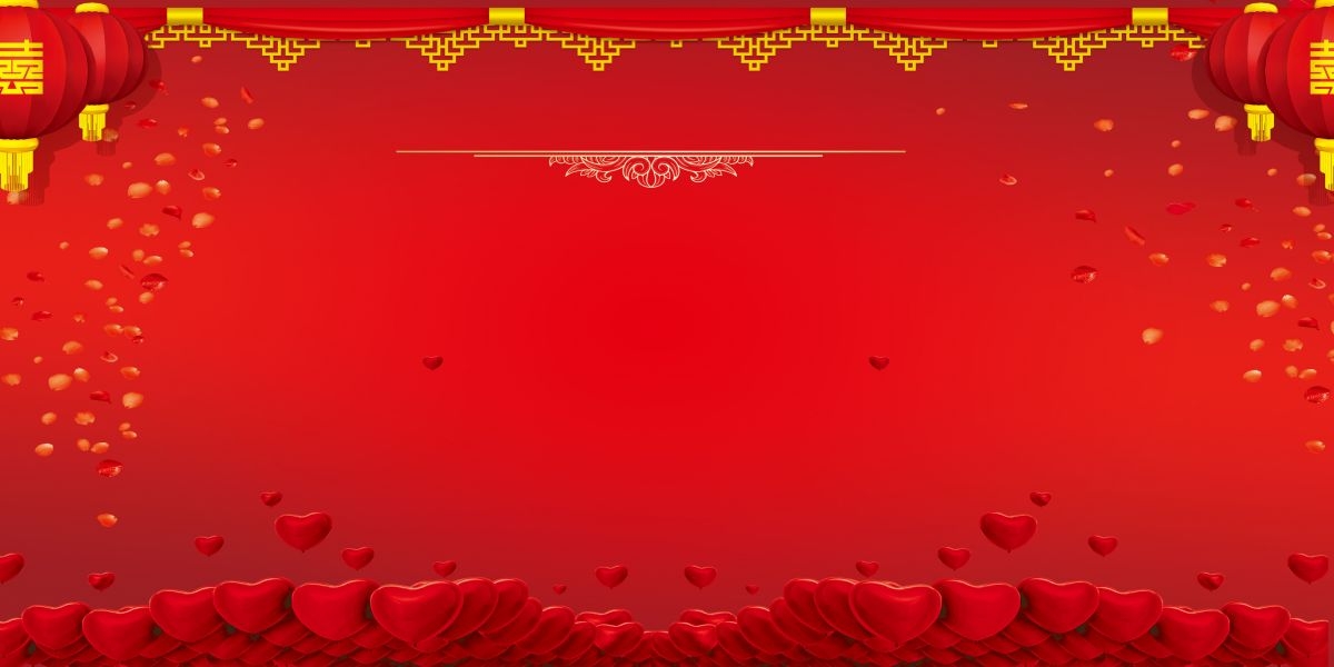 中式红色喜庆婚礼婚庆海报背景百年好合喜字结婚背景 (23)
