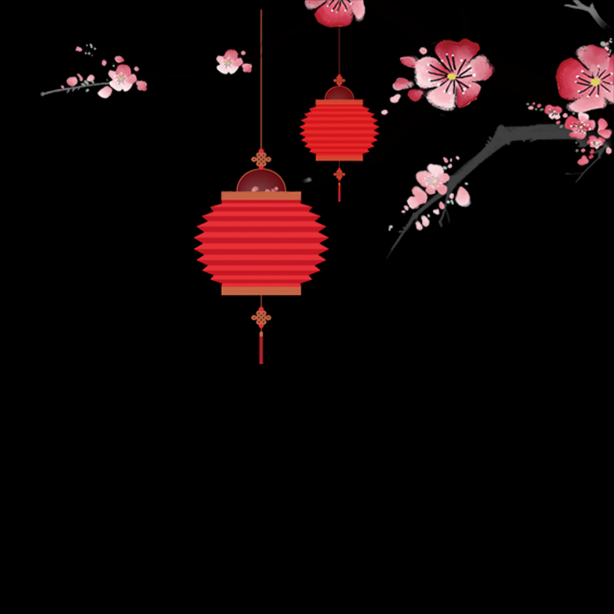 桃花素材图中国风海报设计桃树花枝透明背景25