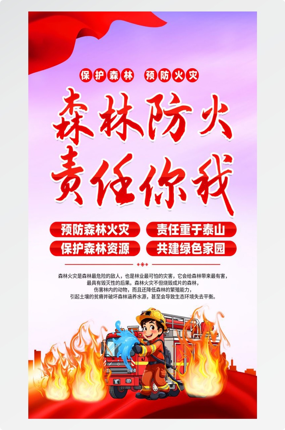 森林防火竖版预防森林火灾消防安全海报素材112