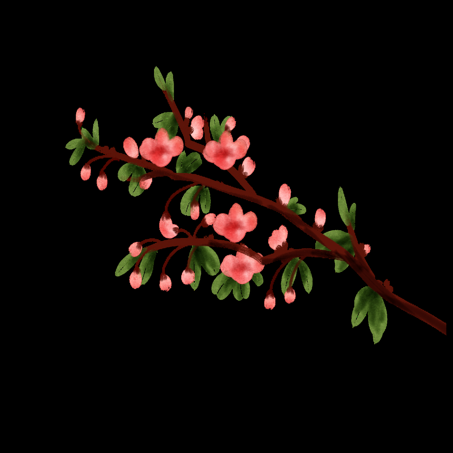 海棠花免抠元素装饰图案插画10