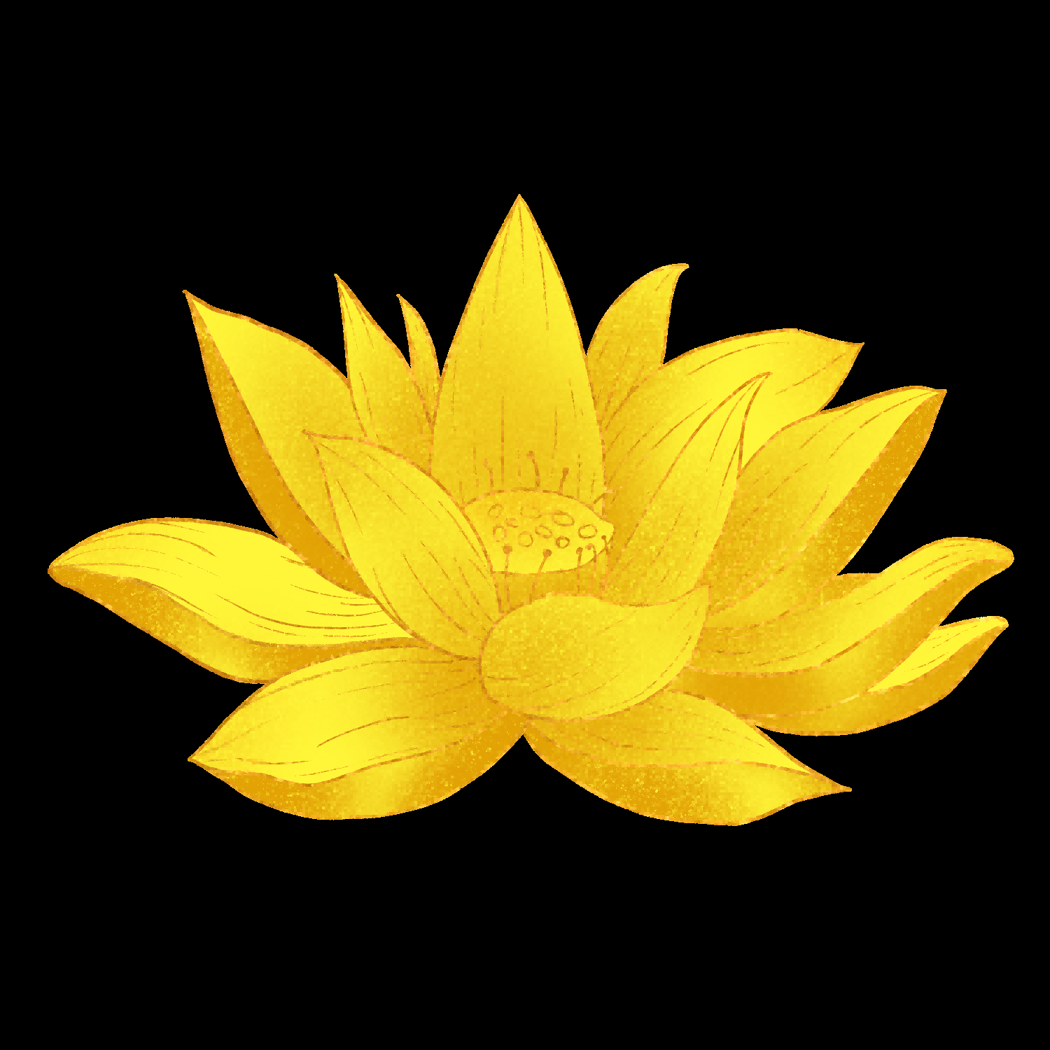 金色莲花装饰元素免抠素材7