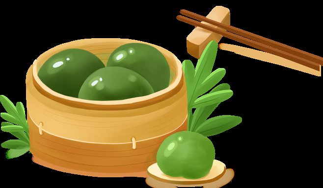 清明节海报设计插图卡通青团素材图片元素免抠57