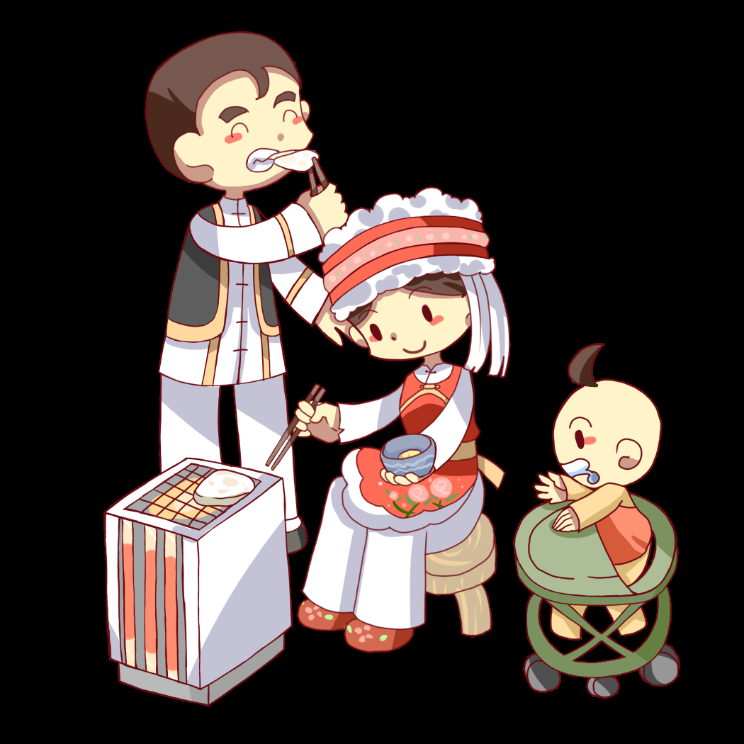 56个少数民族卡通人物服饰免抠元素插画22