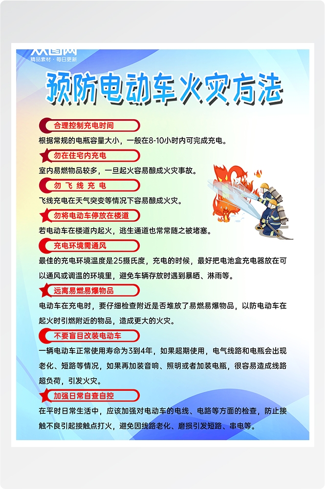 电动车火灾防范电动车消防安全问题海报展板10
