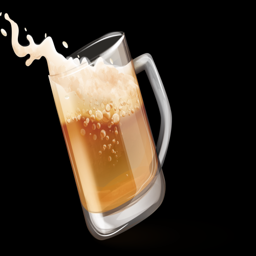 啤酒啤酒杯冒着泡沫效果图插画免抠素材元素44
