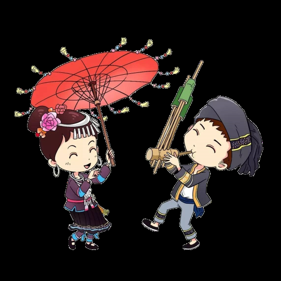 56个少数民族卡通人物服饰免抠元素插画49