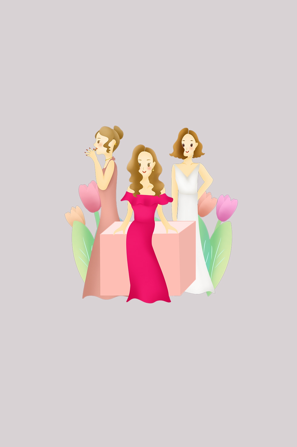 三八女王节女神节妇女节卡通人物主题插图透明背景免抠41