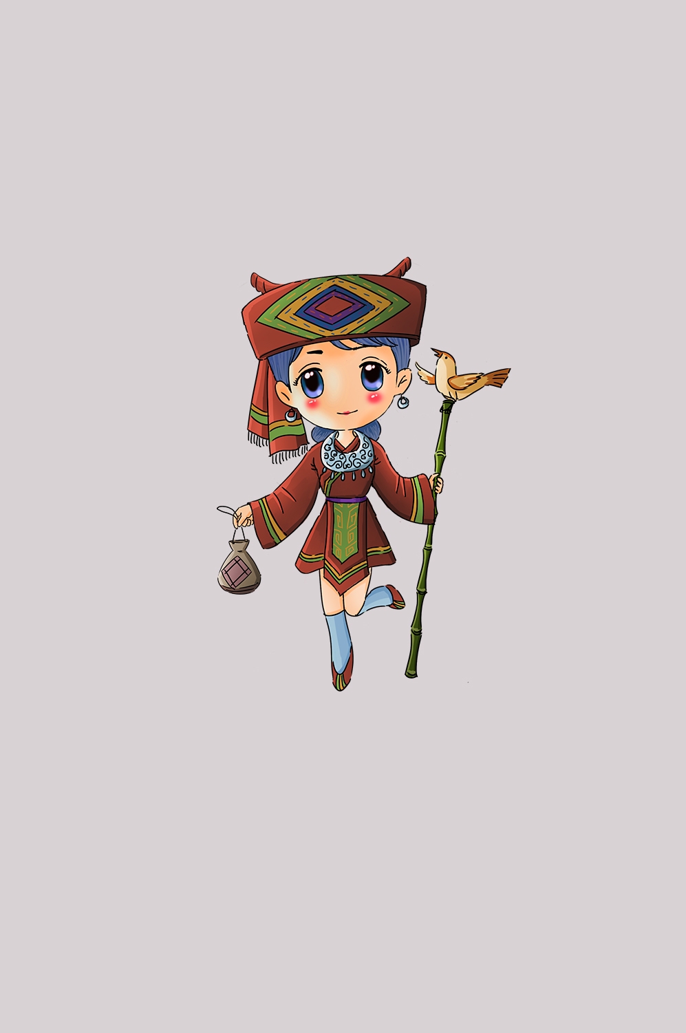 56个少数民族卡通人物服饰免抠元素插画120