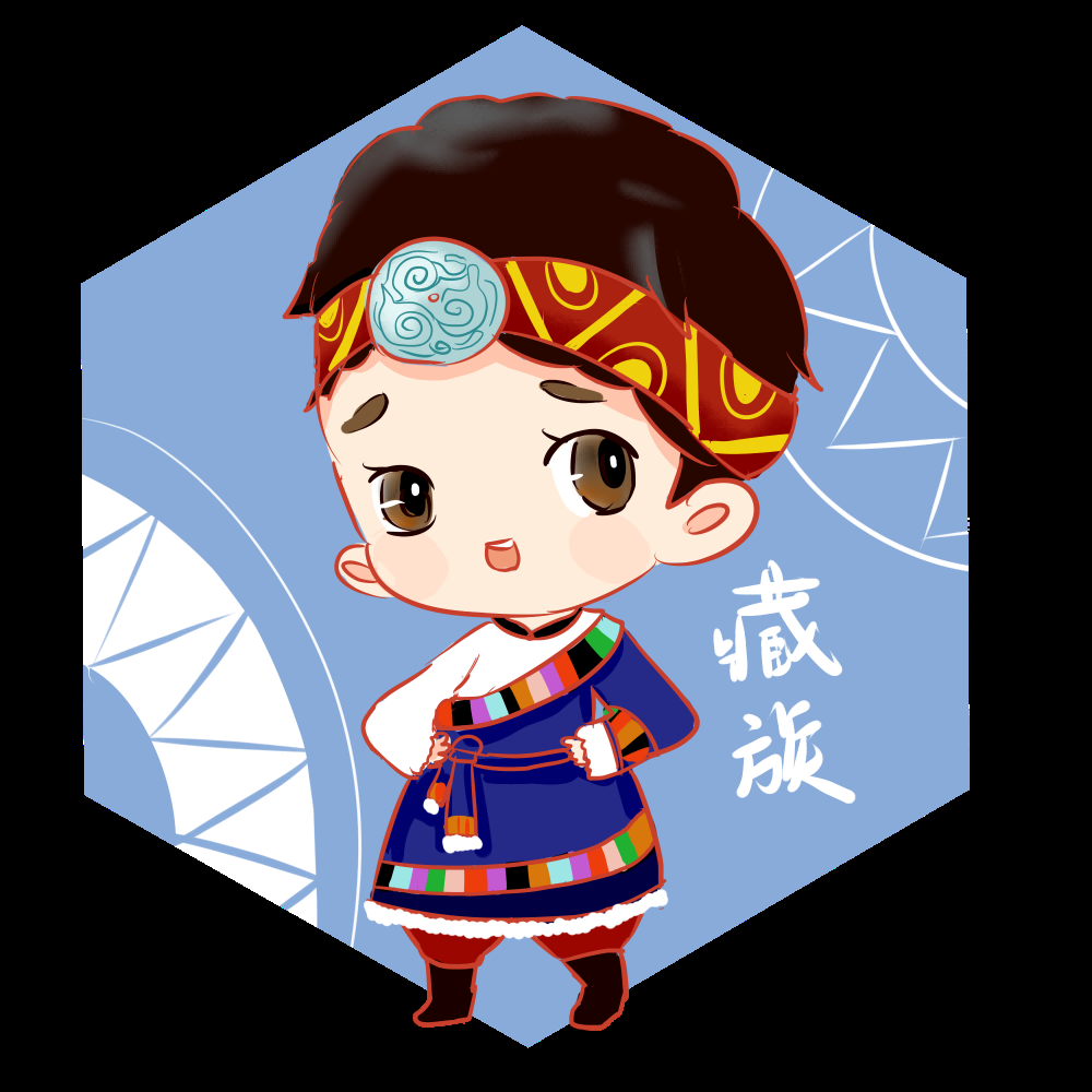 56个少数民族卡通人物服饰免抠元素插画111