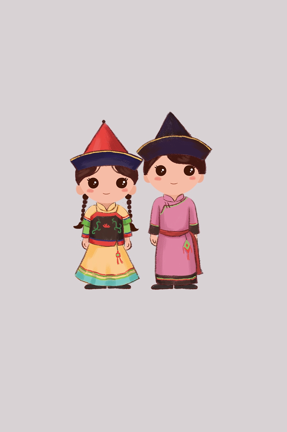 56个少数民族卡通人物服饰免抠元素插画38