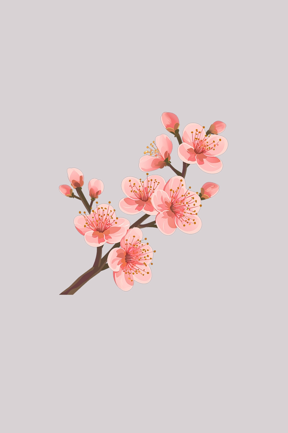 桃花素材图中国风海报设计桃树花枝透明背景87