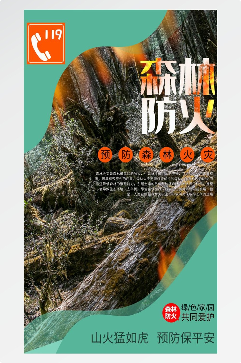 森林防火竖版预防森林火灾消防安全海报素材55