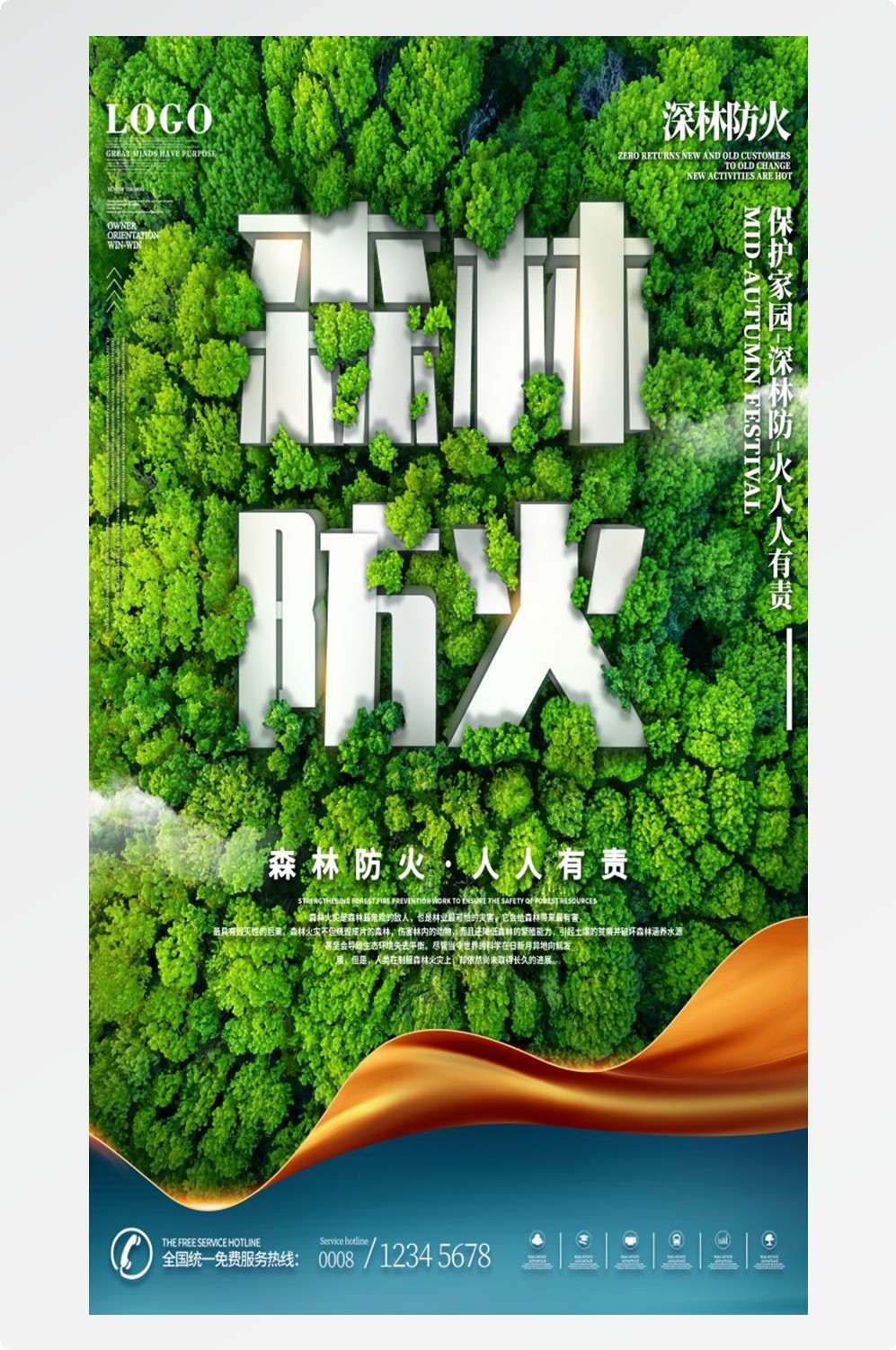 森林防火竖版预防森林火灾消防安全海报素材63
