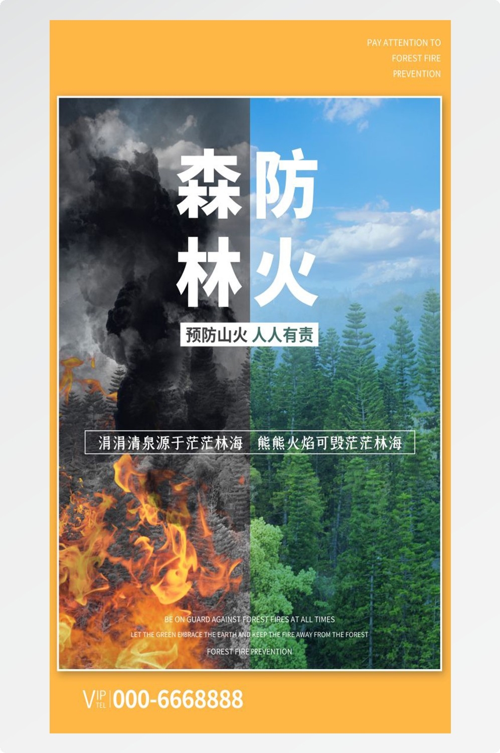 森林防火竖版预防森林火灾消防安全海报素材59