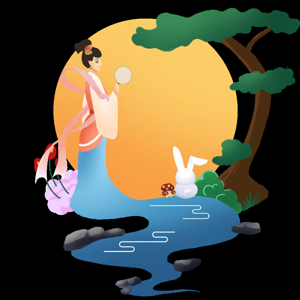 卡通嫦娥仙女中秋节免抠素材装饰元素8