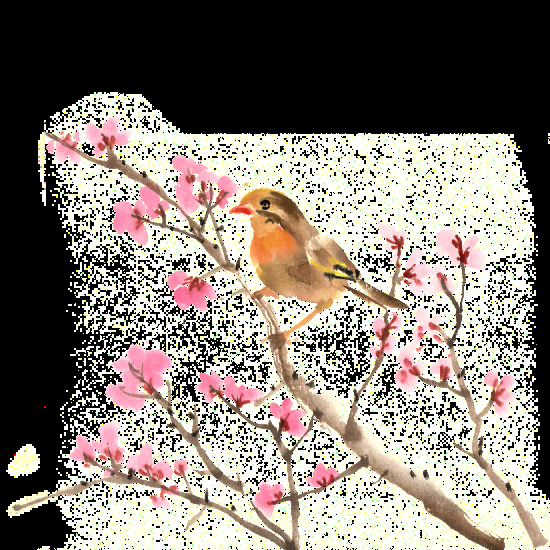 水彩手绘小鸟树枝花枝上的小鸟插画素材免抠41