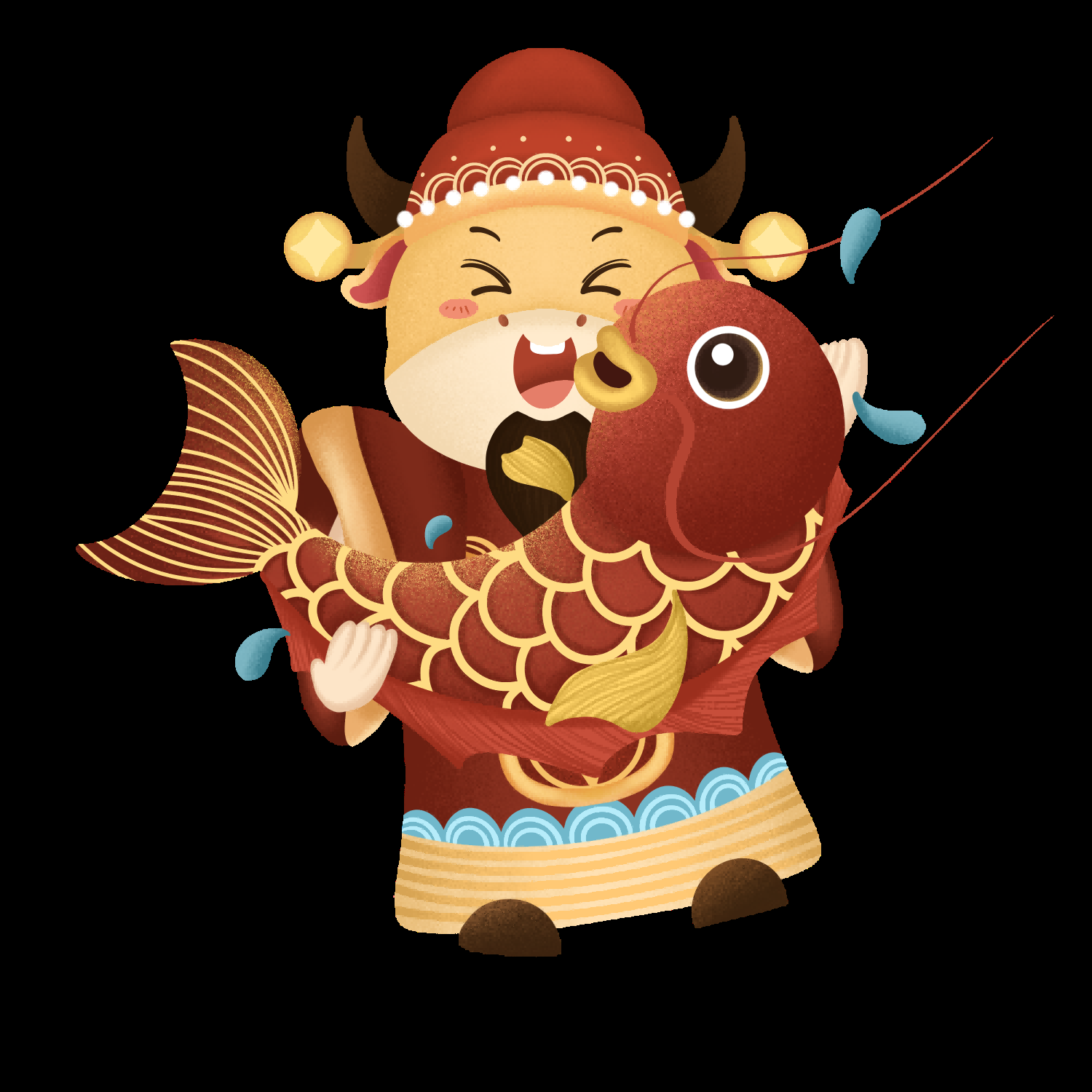 卡通财神插画表情免抠素材44