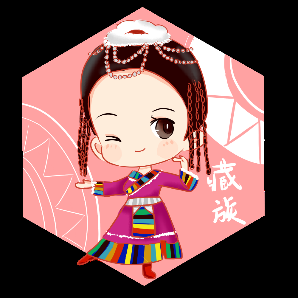 56个少数民族卡通人物服饰免抠元素插画47