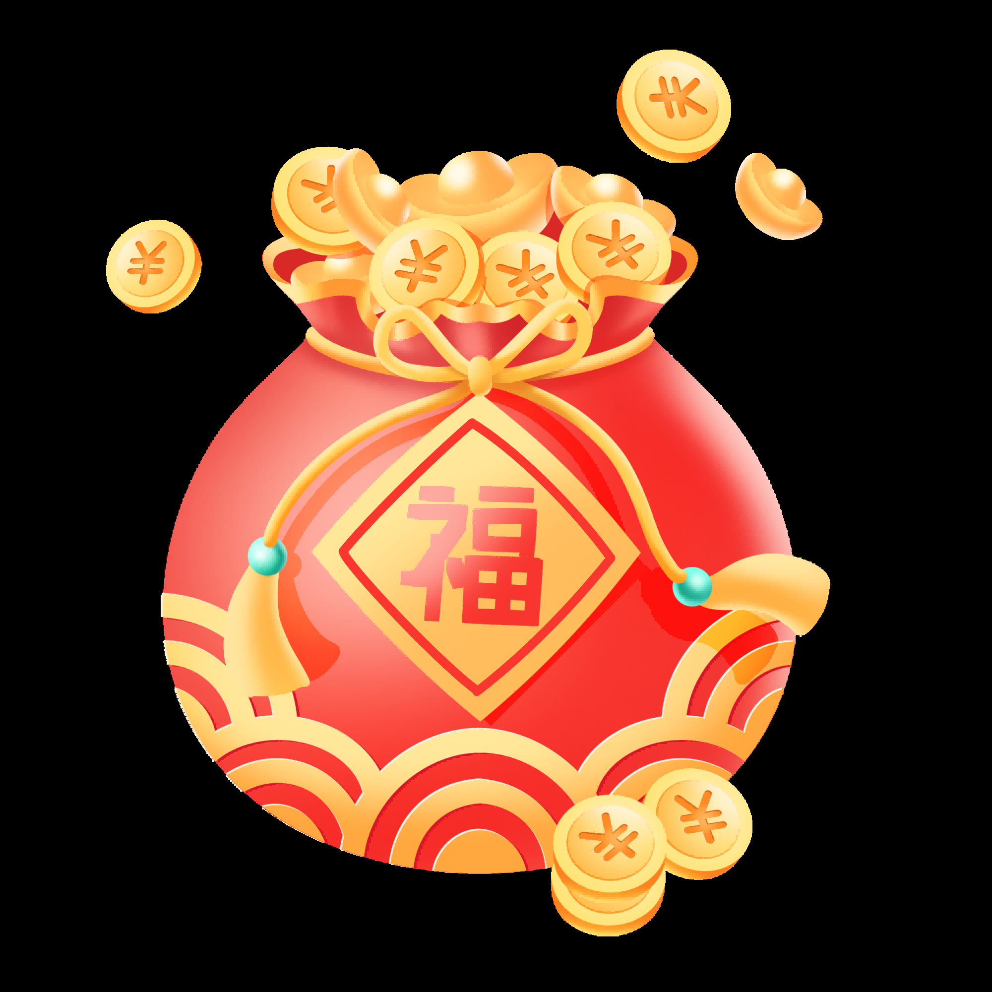 福袋钱袋插画图片装饰元素免抠素材1