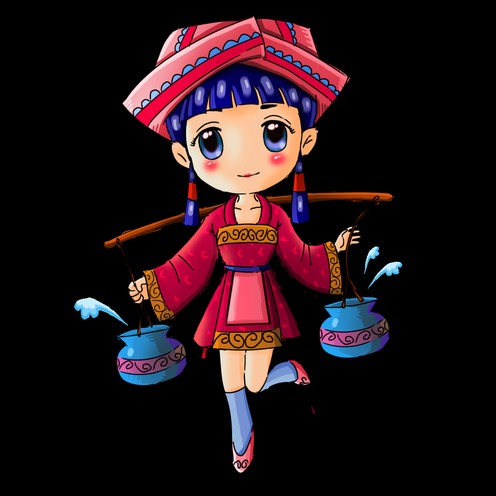 56个少数民族卡通人物服饰免抠元素插画130