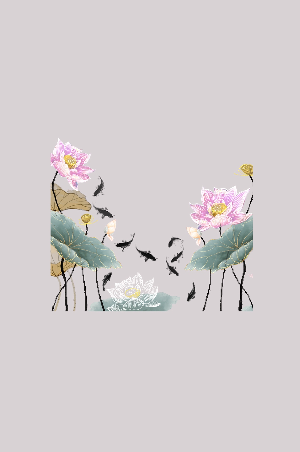 荷叶荷花素材插画装饰元素透明背景免抠素材30