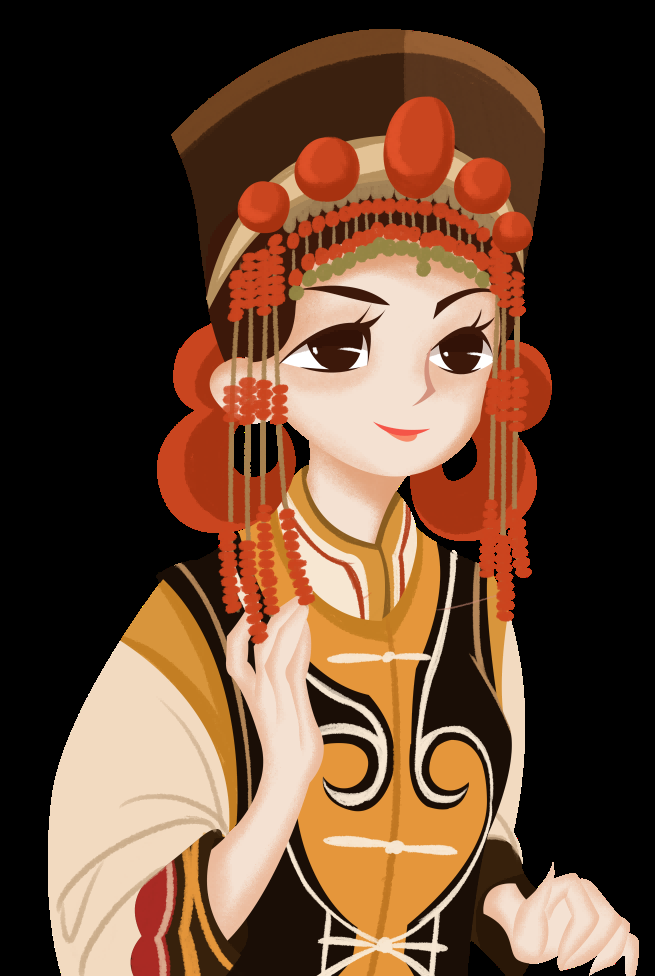 56个少数民族卡通人物服饰免抠元素插画35