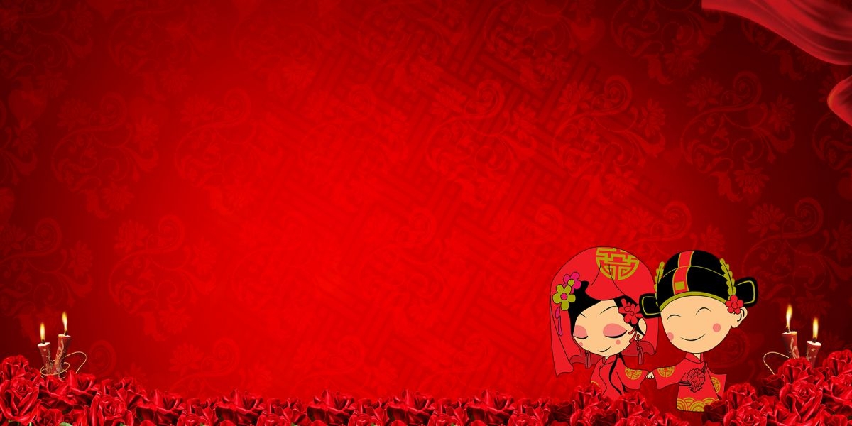 中式红色喜庆婚礼婚庆海报背景百年好合喜字结婚背景 (27)