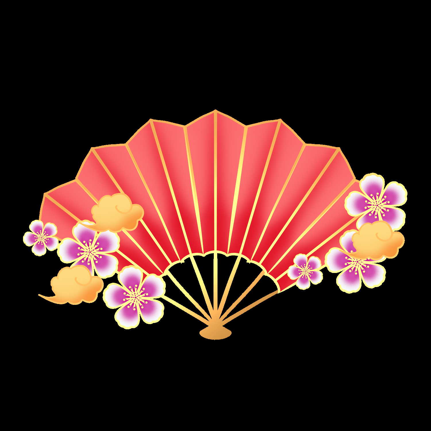 扇形边框中国风扇子装饰元素免抠素材26
