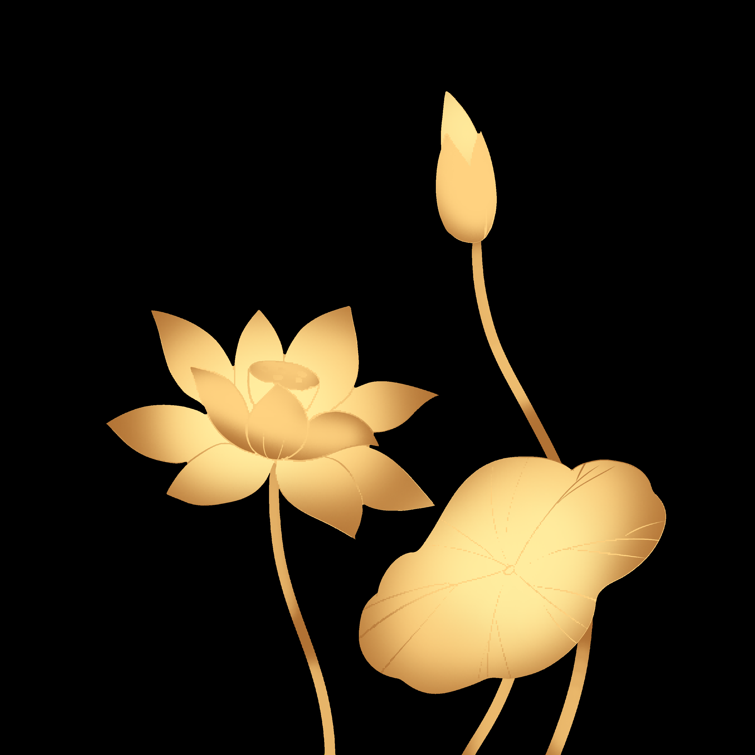 金色莲花装饰元素免抠素材38