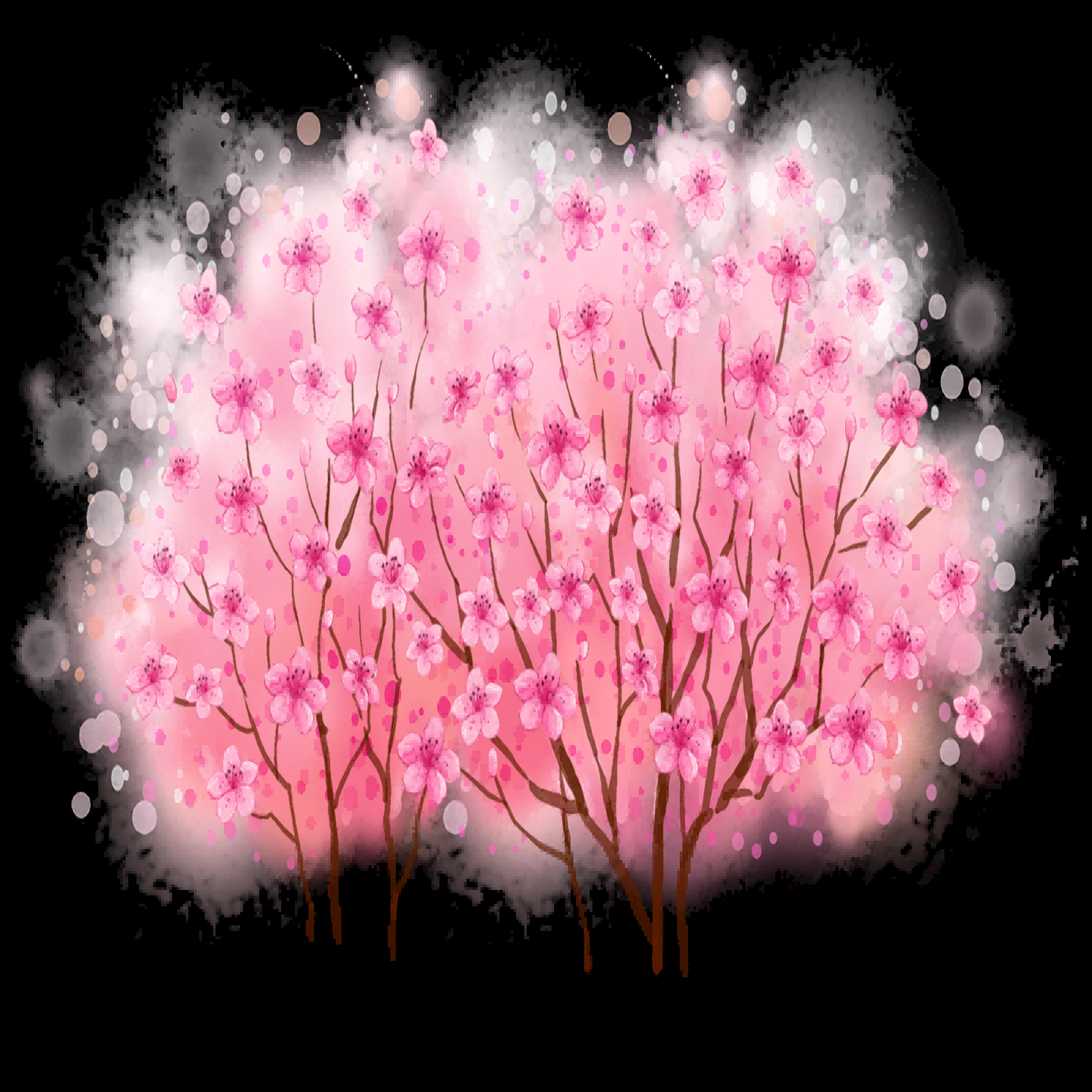 桃花素材图中国风海报设计桃树花枝透明背景63