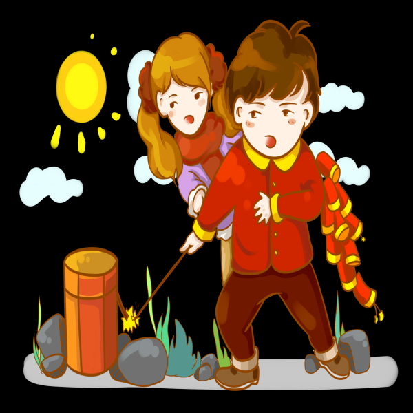 喜庆过年春节燃放爆竹的孩子素材免抠36