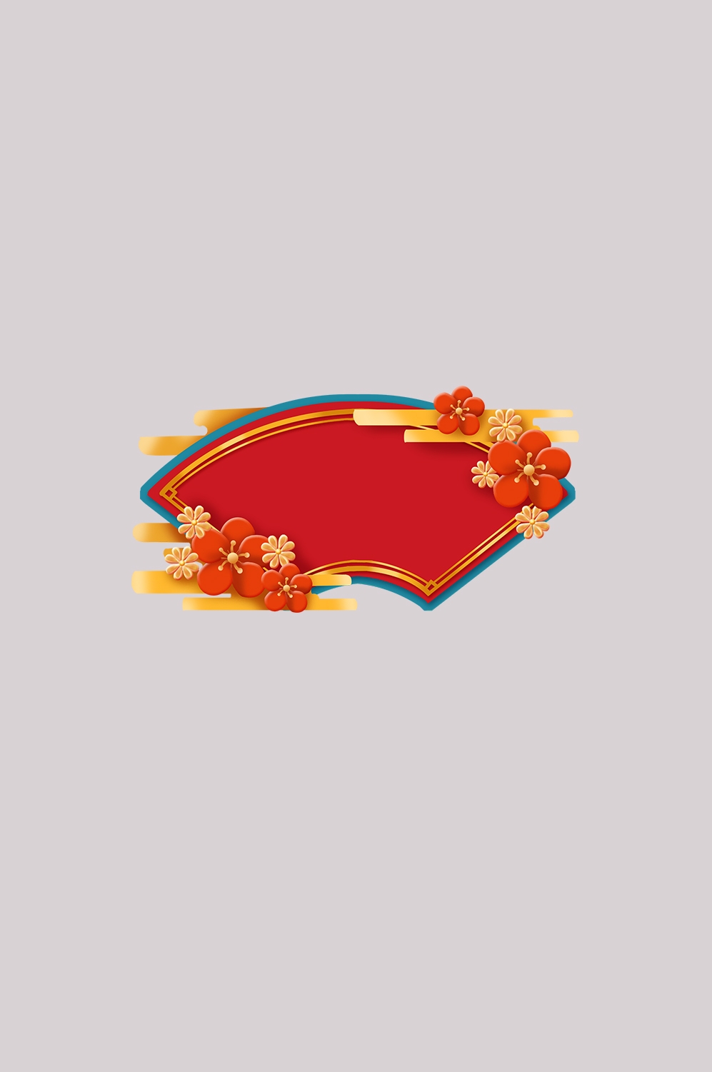 扇形边框中国风扇子装饰元素免抠素材11
