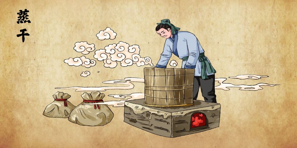 国风古代茶叶摘茶品茶人物插画传统工艺手工制作民间古典集市素材 (22)