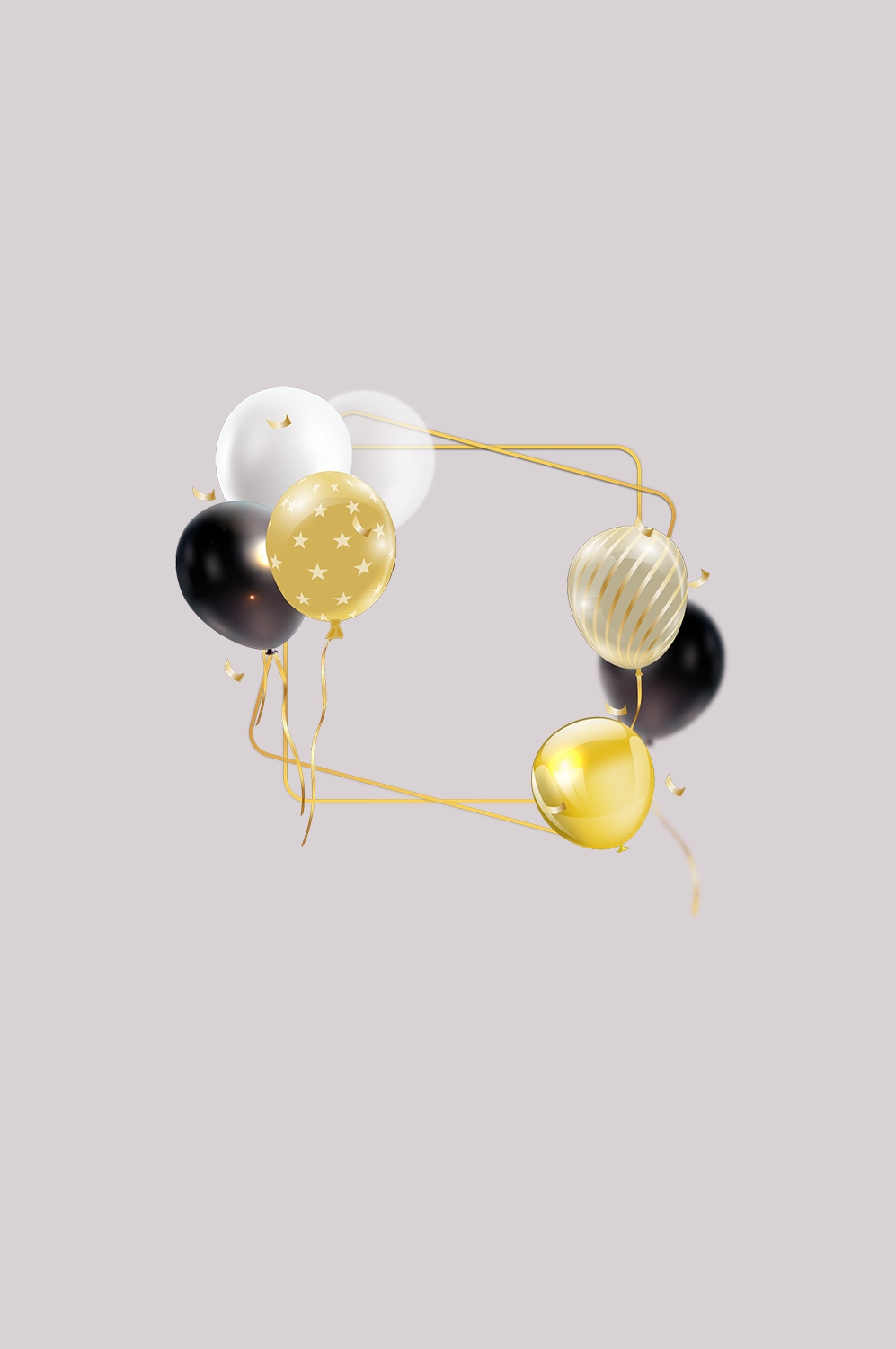 金色生日气球生日帽免抠元素19