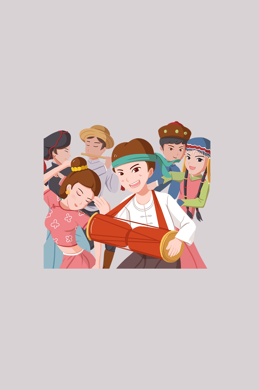 56个少数民族卡通人物服饰免抠元素插画42