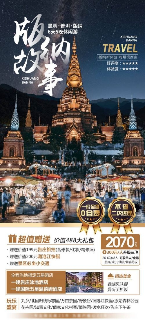 云南昆明大理洱海丽江西双版纳滇西腾冲泸沽湖旅游海报11