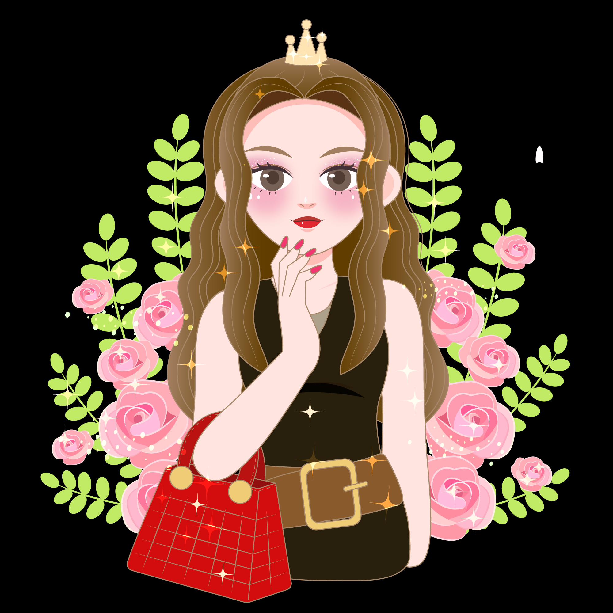 三八女王节女神节妇女节卡通人物主题插图透明背景免抠71