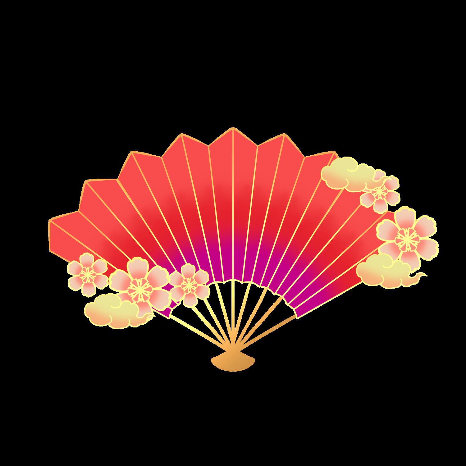 扇形边框中国风扇子装饰元素免抠素材30
