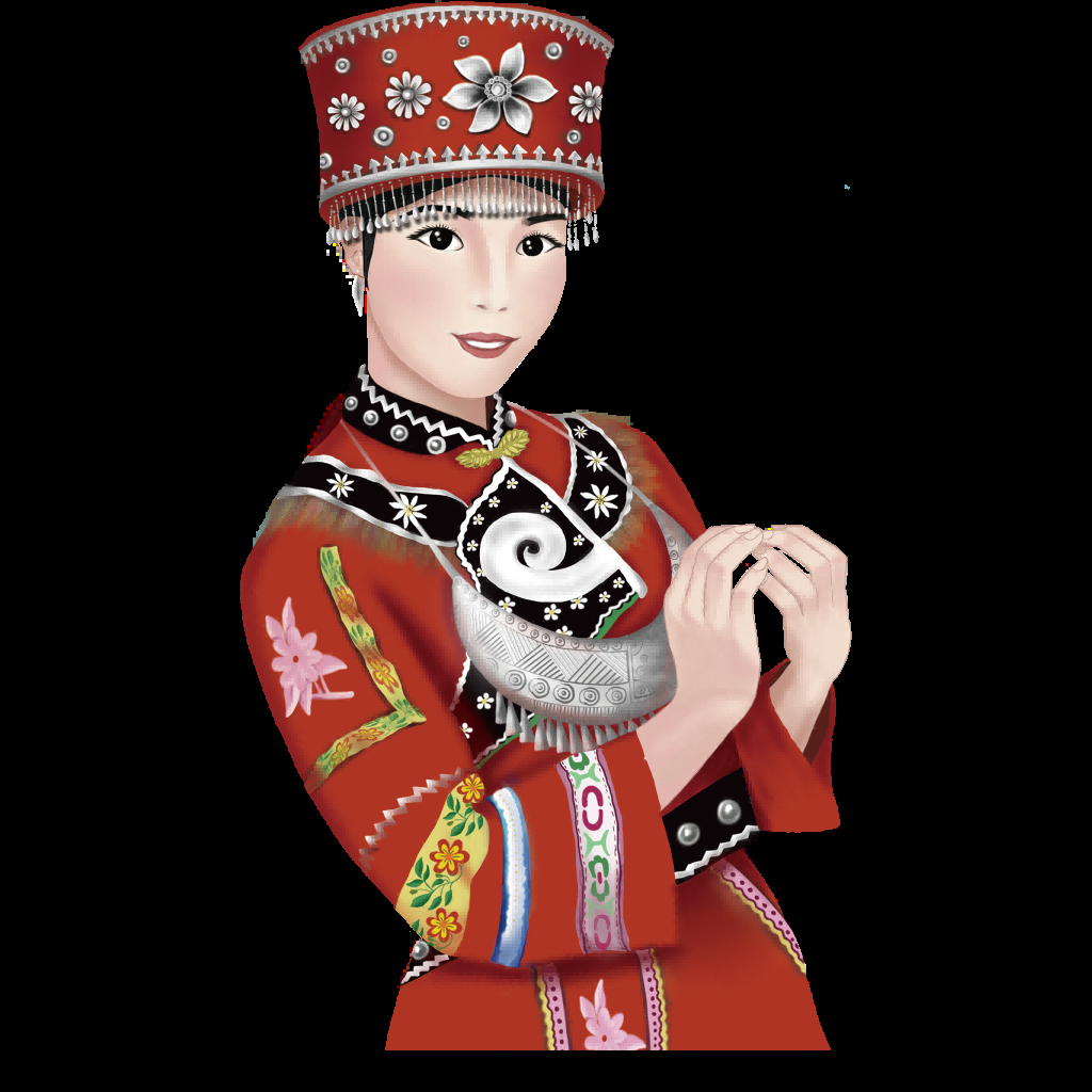 56个少数民族卡通人物服饰免抠元素插画170