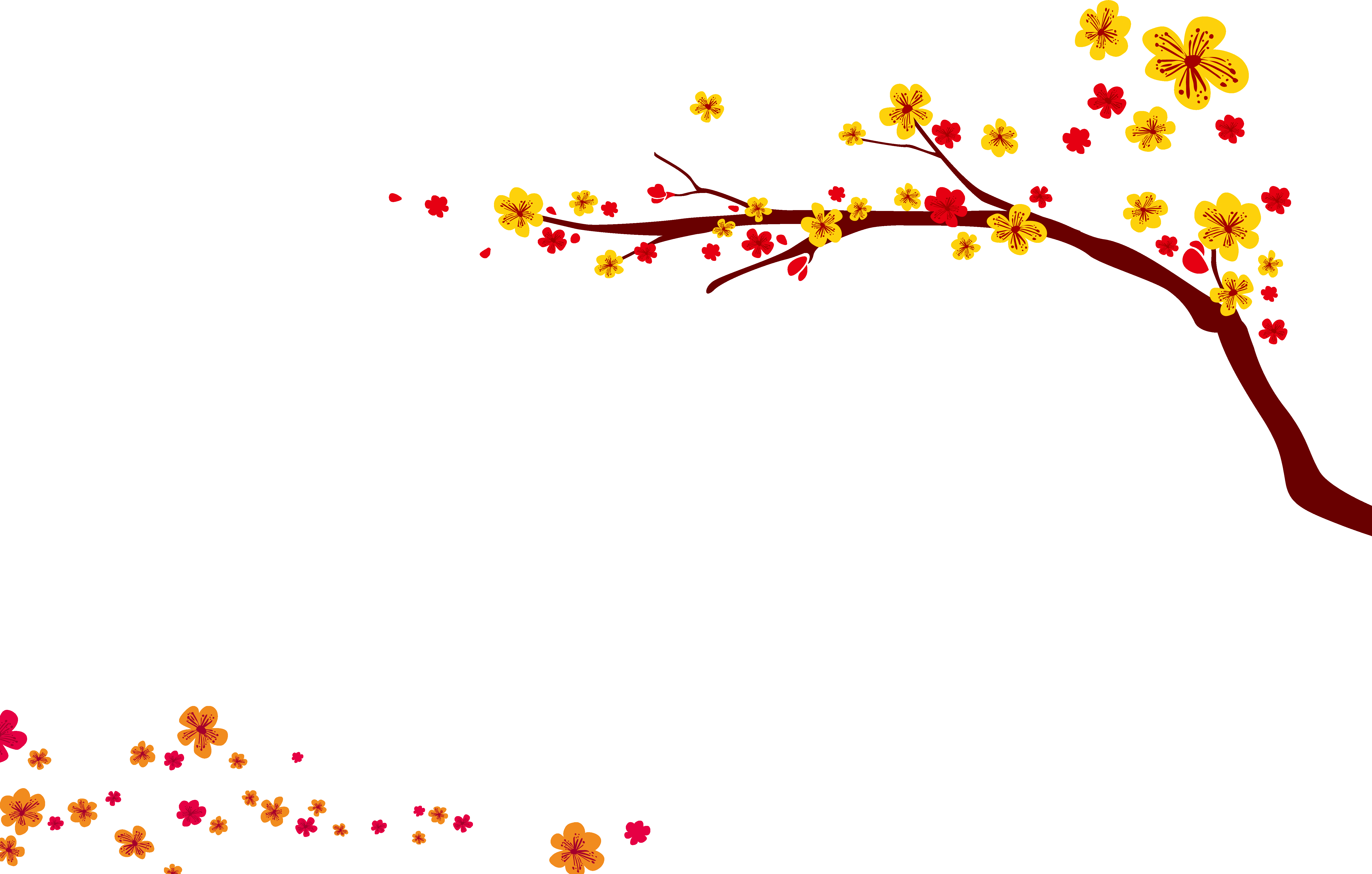 卡通手绘桂花花枝图案素材元素49