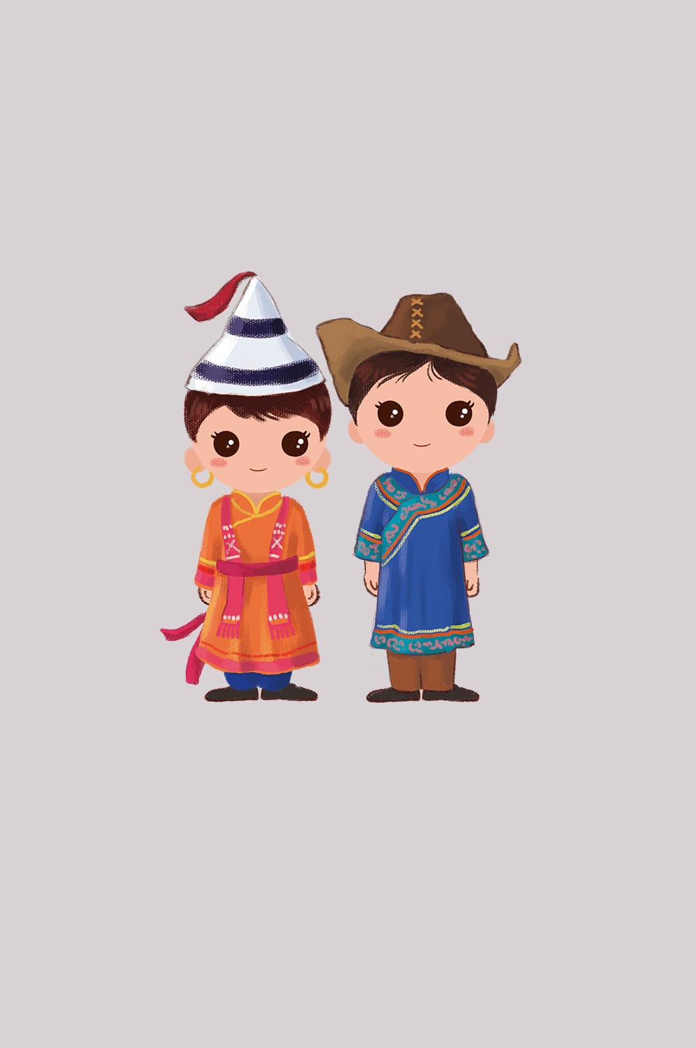 56个少数民族卡通人物服饰免抠元素插画43