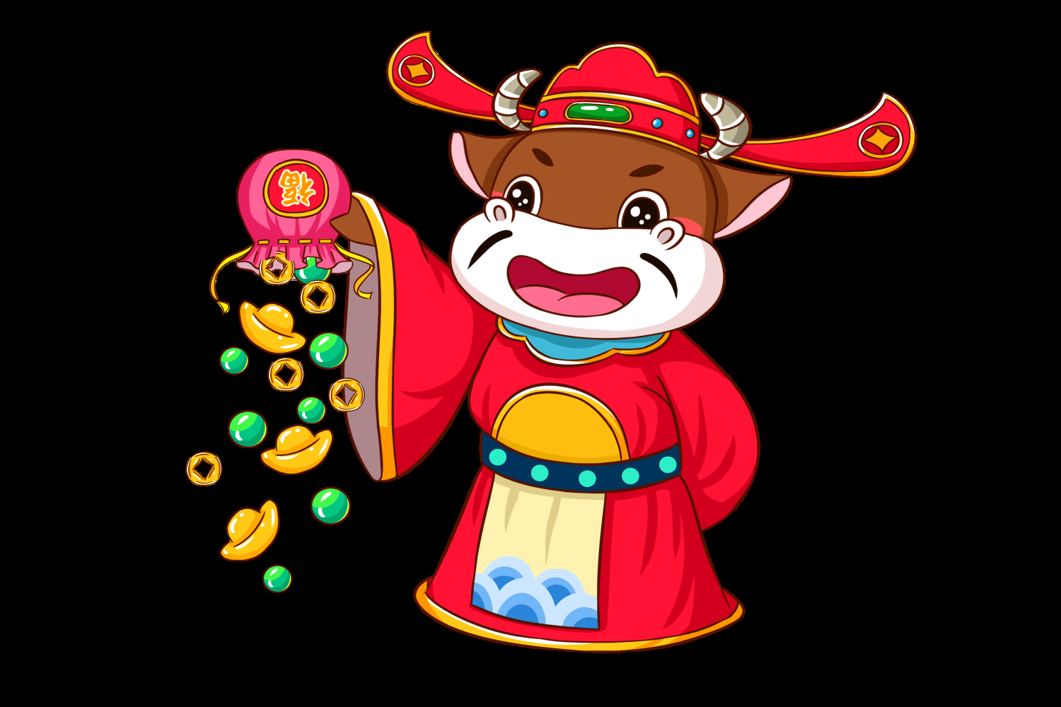 卡通财神插画表情免抠素材32