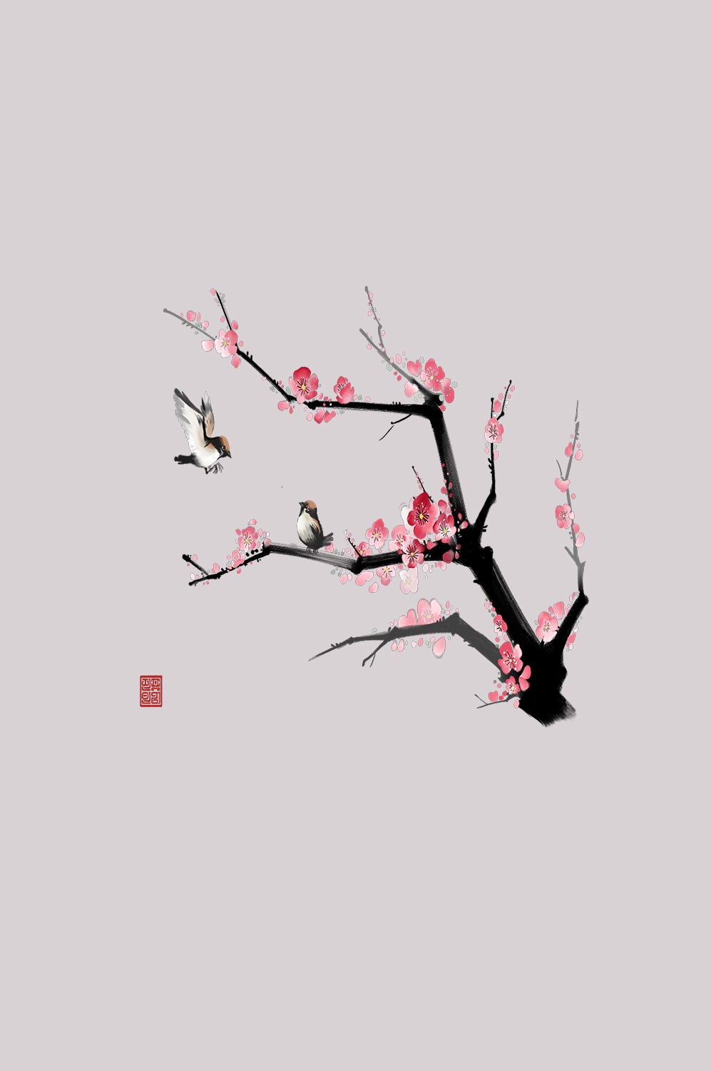 桃花素材图中国风海报设计桃树花枝透明背景52