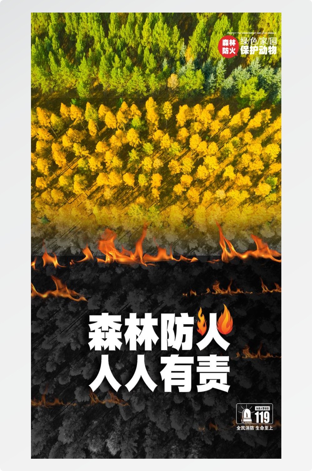 森林防火竖版预防森林火灾消防安全海报素材14