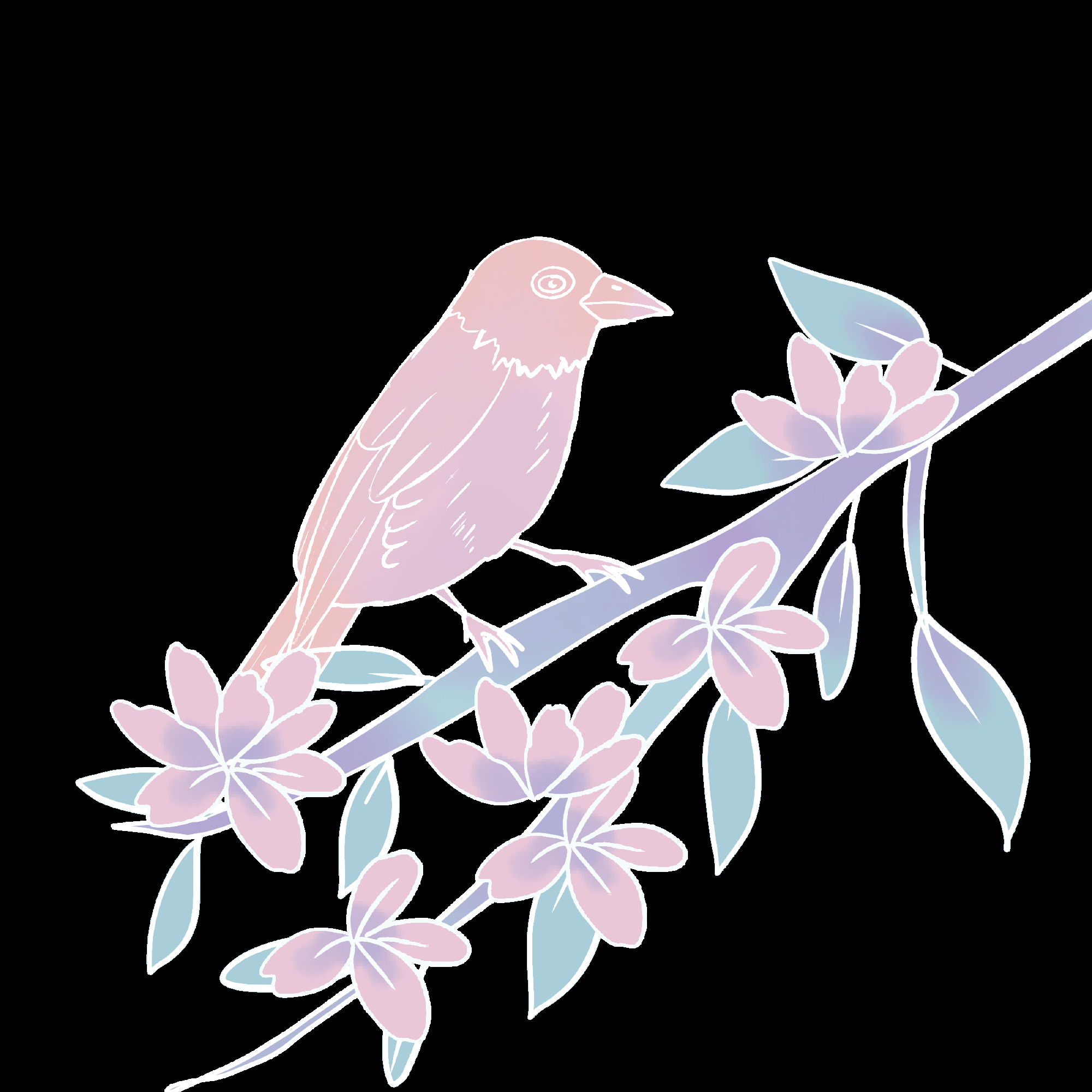 水彩手绘小鸟树枝花枝上的小鸟插画素材免抠27
