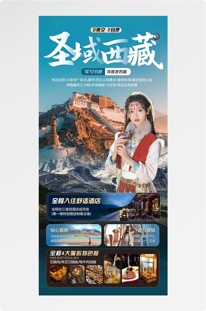 西藏拉萨布达拉宫川藏藏南灵芝日喀则海报易拉宝素材74